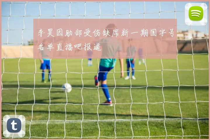 李昊因肋部受伤缺席新一期国字号名单直播吧报道